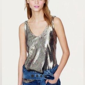 J.crew  Women’s Cate Cami Metallic Paisley Top